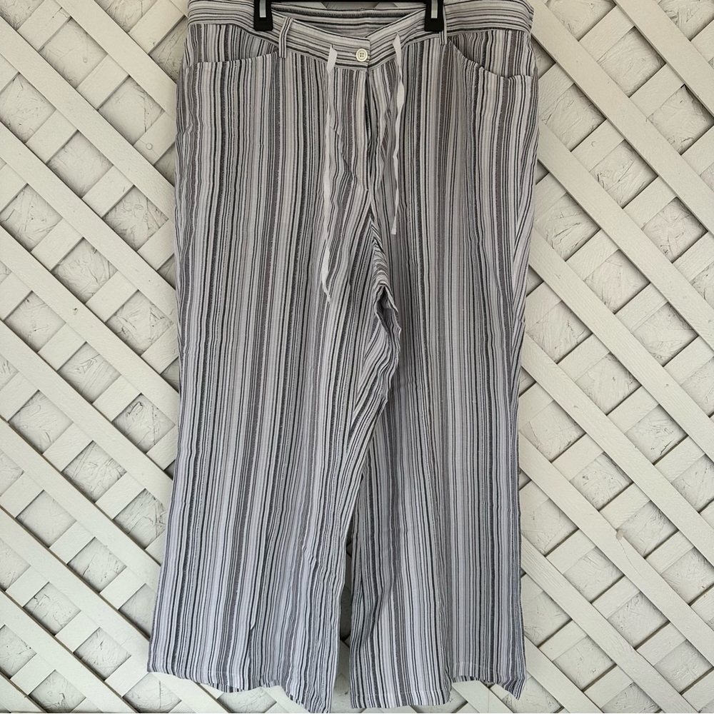 Lane Bryant Gray and White Striped Ankle Pants